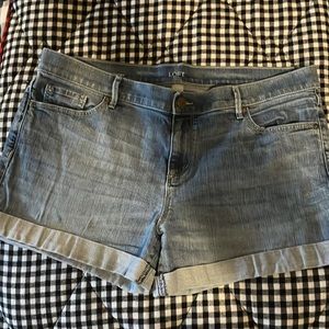 Loft denim roll shorts